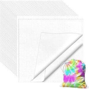 50 PCS 10 x 10 Inch White Fabric Squares, Precut White Cotton Squares, Solid Col